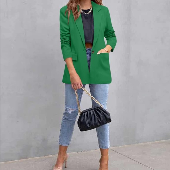 Crazy Grid Women’s Casual Blazer Green Size medium - Picture 2 of 5